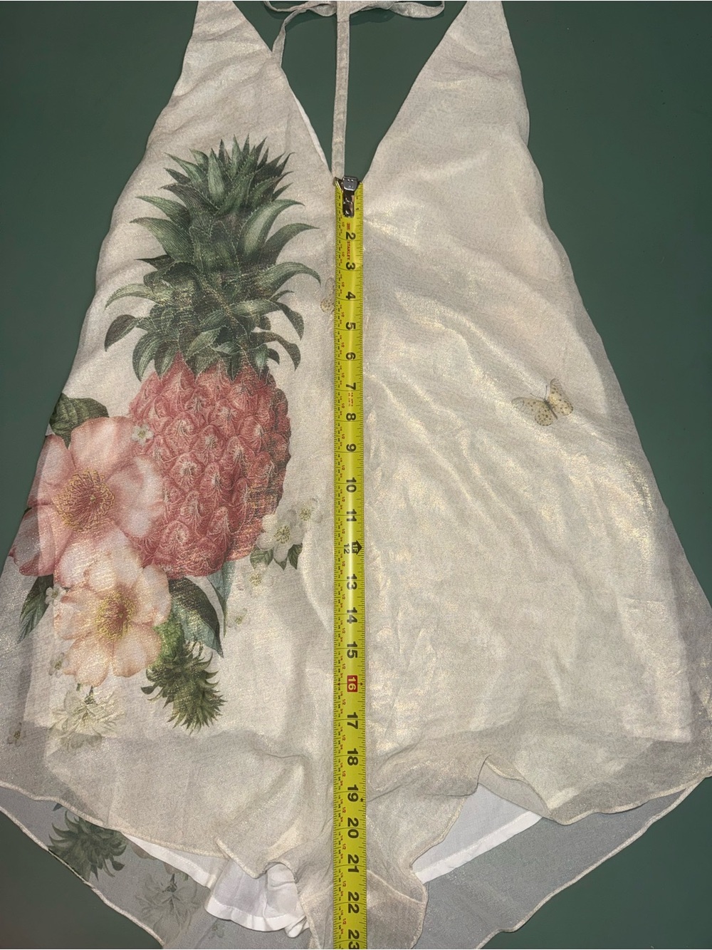 Farm Rio Vintage White Pineapple Print Halter Romper - Picture 6 of 9